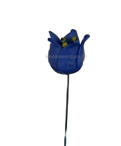 Nipsenåle med glas figur Tulipan blå